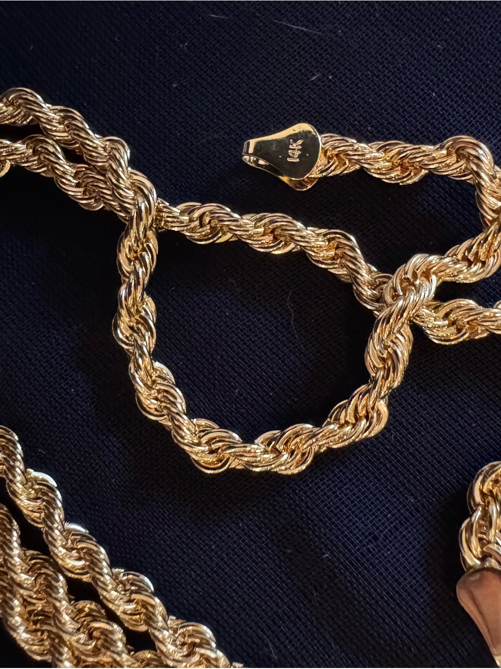 Gold Rope Chain Necklace - Classic Women's Jewelry 14k plate rhodium finish